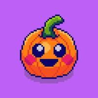 Pixel art Cute Pumpkin game asset design vector