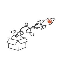 a rocket is flying out of a box vector