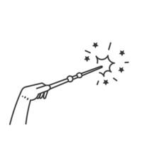 a hand holding a magical wand with stars on it like wizard vector