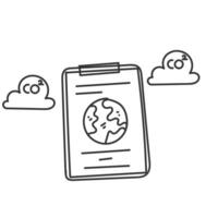 clipboard with earth and clouds emission illustration vector
