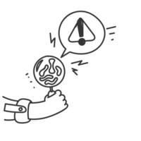 a hand holding a globe with a virus warning sign on it vector