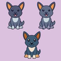 Set of Cute Lancashire Heeler Dog Sitting isolated illustration vector