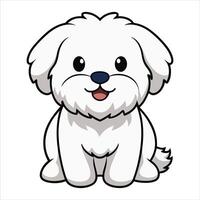 Charming Cartoon Maltese Dog Seated with Joy vector