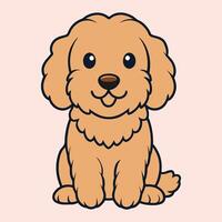 Sweet Labradoodle Dog Seated in Delightful Style vector