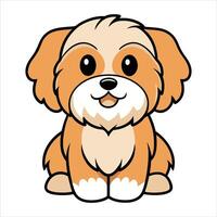 Endearing Lhasa Apso Dog Seated with a Smile vector