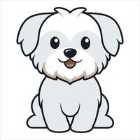 Fluffy Maltese Puppy Sitting Happily vector