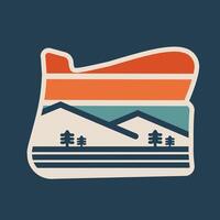 Oregon State with Nature Scenery in Retro Line Style vector