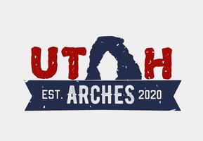 Utah State with Arches National Park Perfect for Print, Apparel, etc vector