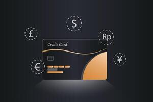 A credit card with a foreign currency on it vector