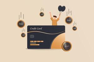 A man is holding a credit card vector