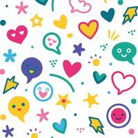 a colorful pattern with hearts, stars and other symbols vector