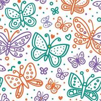 seamless pattern with colorful butterflies on white background vector