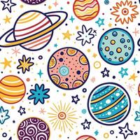 seamless pattern with planets and stars vector