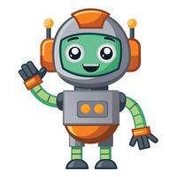 cute robot waving with hands up vector