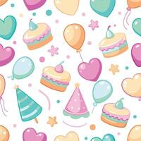 seamless pattern with birthday party items vector