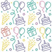 birthday seamless pattern with birthday cake, balloons and confetti vector