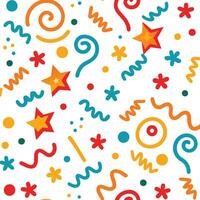 seamless pattern with colorful stars and swirls vector