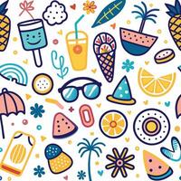 summer seamless pattern with colorful objects vector