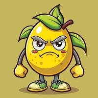 angry lemon character illustration vector