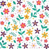 floral seamless pattern with colorful flowers and leaves vector