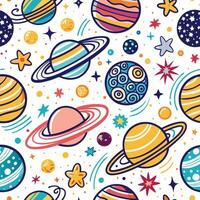 seamless pattern with planets and stars vector