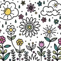 a colorful flower and rain pattern vector