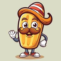 cartoon character of corn with mustache and mustache vector