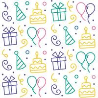 birthday seamless pattern with birthday cake, balloons and confetti vector