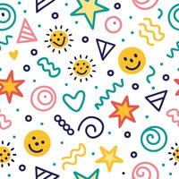 seamless pattern with colorful objects and shapes vector