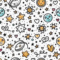 seamless pattern with stars, moon and hearts vector