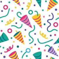 seamless pattern with colorful confetti and streamers vector