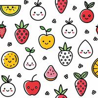 seamless fruit pattern with cute fruits vector