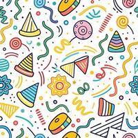 seamless pattern with colorful party hats and confetti vector