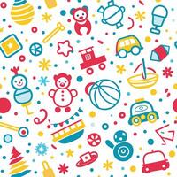 a colorful pattern with toys and other items vector