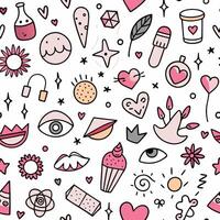 seamless pattern with various objects and symbols vector