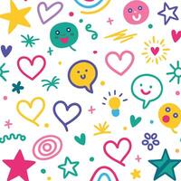 a colorful pattern with various emoticons and stars vector