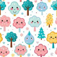 seamless pattern with cute trees and trees vector