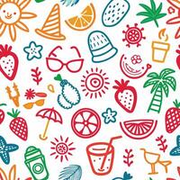 seamless summer pattern with colorful icons vector