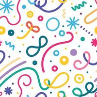 a colorful pattern with a variety of shapes and symbols vector