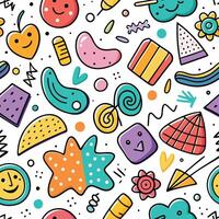 seamless pattern with colorful objects and shapes vector