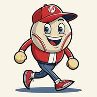 baseball mascot running with a baseball cap on vector