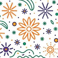 a colorful pattern with flowers and stars vector
