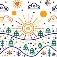 a colorful illustration of a mountain and trees vector