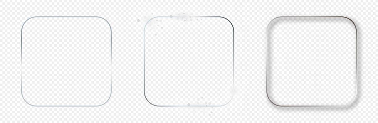 Silver glowing rounded rectangular shape frame