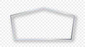 Silver glowing tetragon shape frame with shadow vector