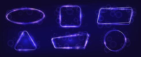 Neon frame with shining effects and sparkles vector