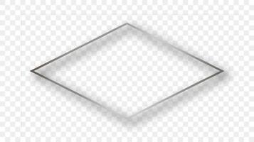 Silver glowing rhombus shape frame with shadow vector