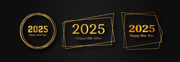 2025 Happy New Year gold geometric polygonal background vector