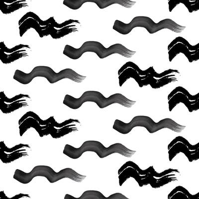 Seamless pattern with black wavy grunge brush strokes