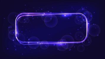 Neon rectangular frame with shining effects and sparkles vector